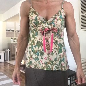Printed silk DVF camisole spaghetti strap top sz 6